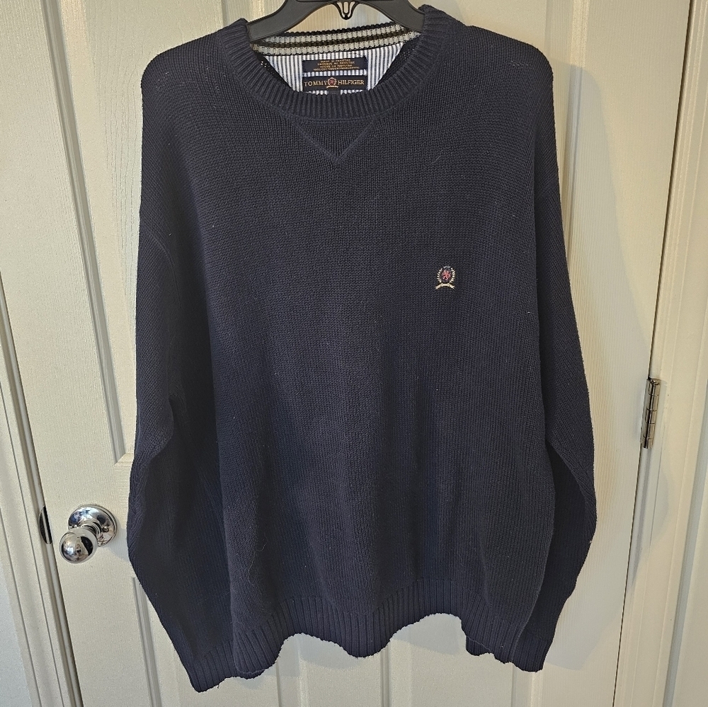 Tommy Hilfiger Mens Blue Knit Long Sleeve Sweater Size XL